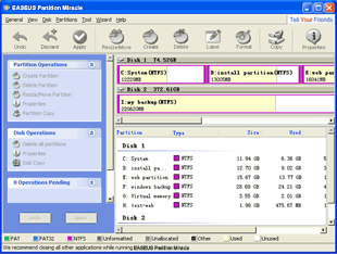 EASEUS Partition Master main window