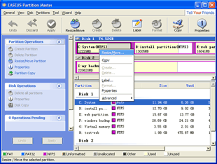 EASEUS Partition Master: Resize Partition