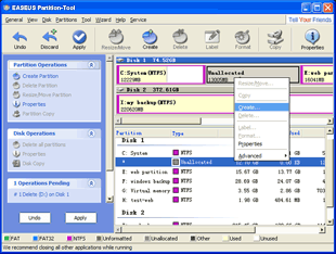 EASEUS Partition tool: Create Partition