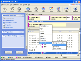 EASEUS Partition tool: Hide/Unhide Partition