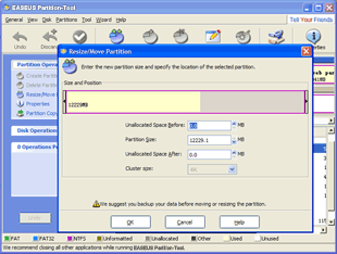 EASEUS Partition tool: Move Partition
